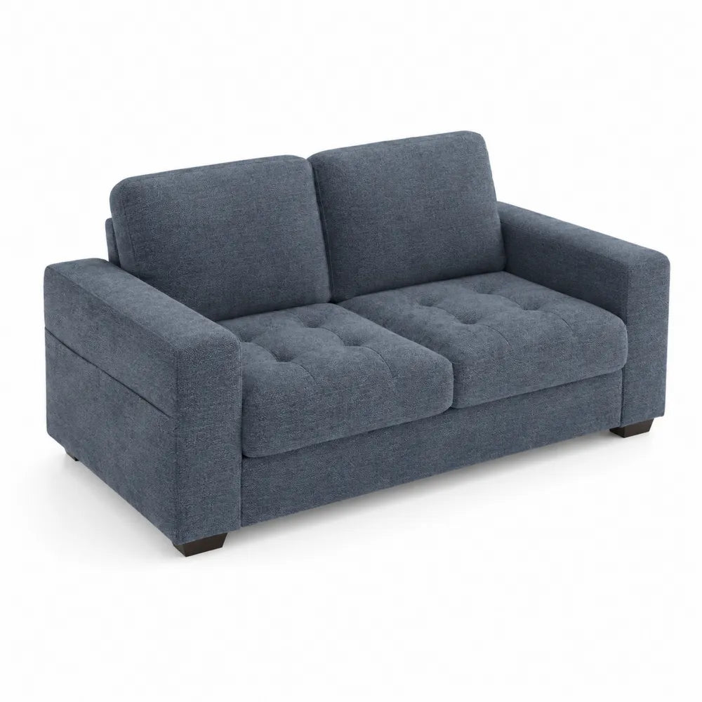 2-Sitzer Sofa Stoff Blau Rechteckig
