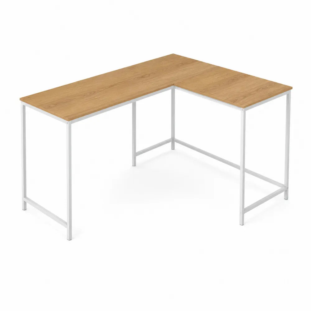 Eckschreibtisch L-Form Holzoptik Stahl 140x120x75 cm