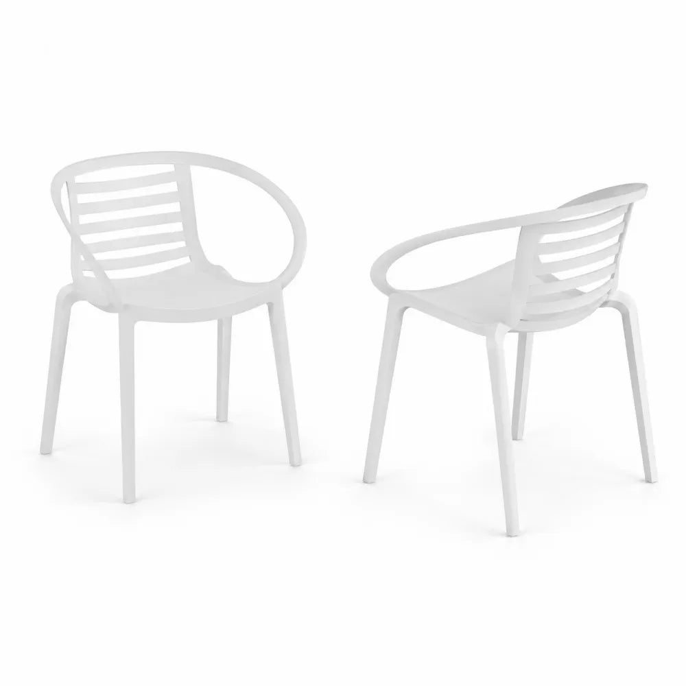 2er-Set Gartenstühle aus Kunststoff in Weiß