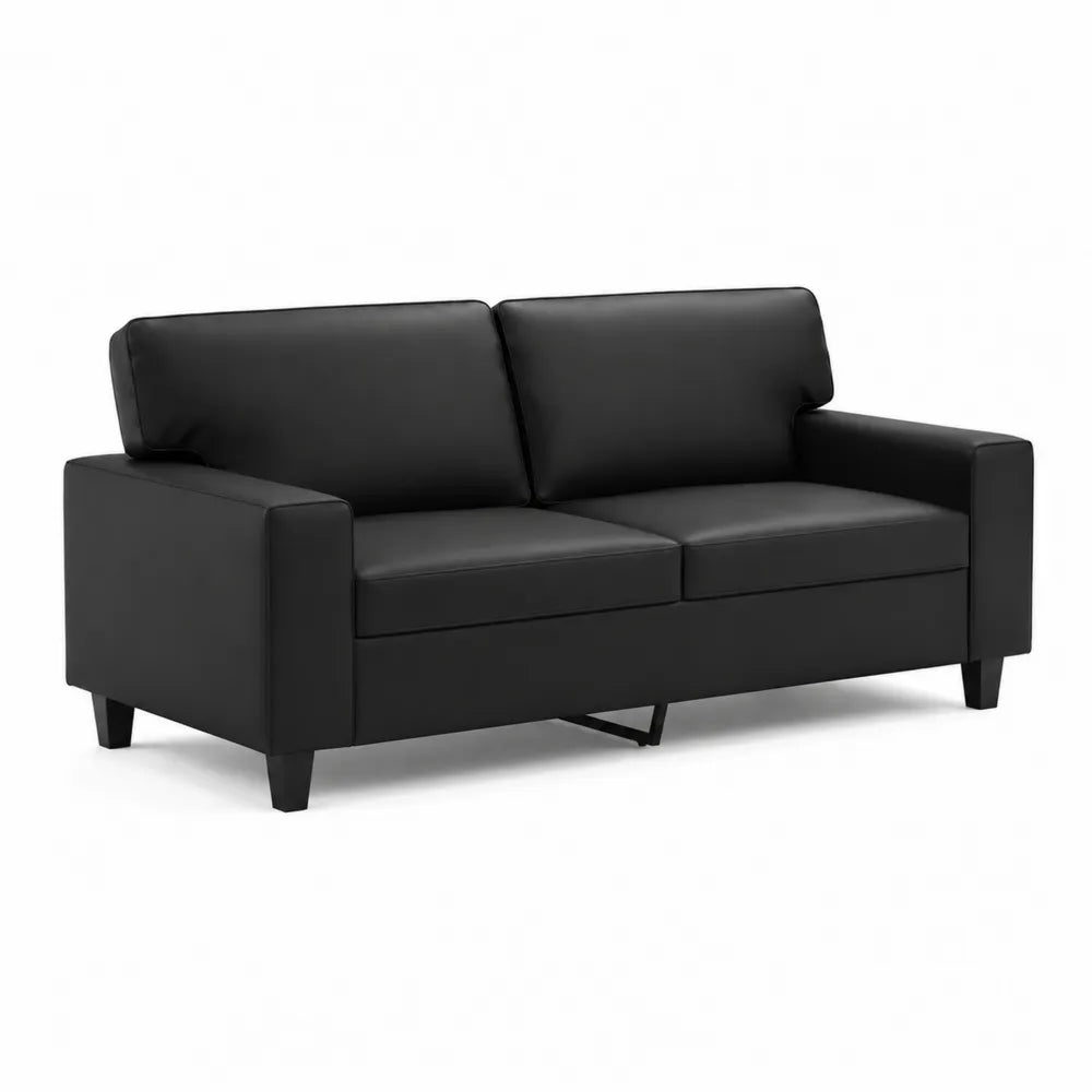 Schwarzes 3-Sitzer Sofa aus Kunstleder