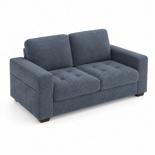 2-Sitzer Sofa Stoff Blau Rechteckig