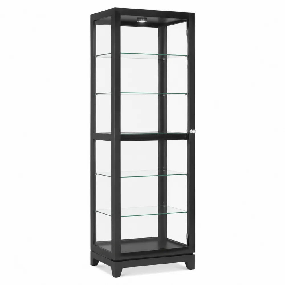 Schwarze Vitrine mit gehärtetem Glas