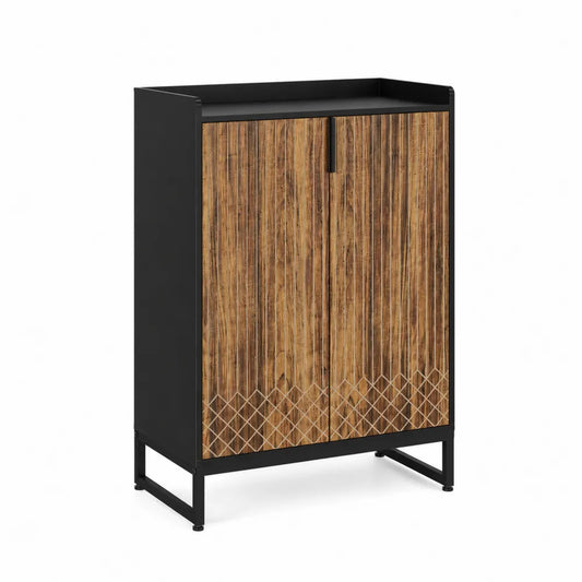 Schrank aus MDF und Metall, Braun/Schwarz, 120x80x40 cm