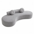 Graues Sofa aus Polyesterstoff mit Kissen, 190 cm