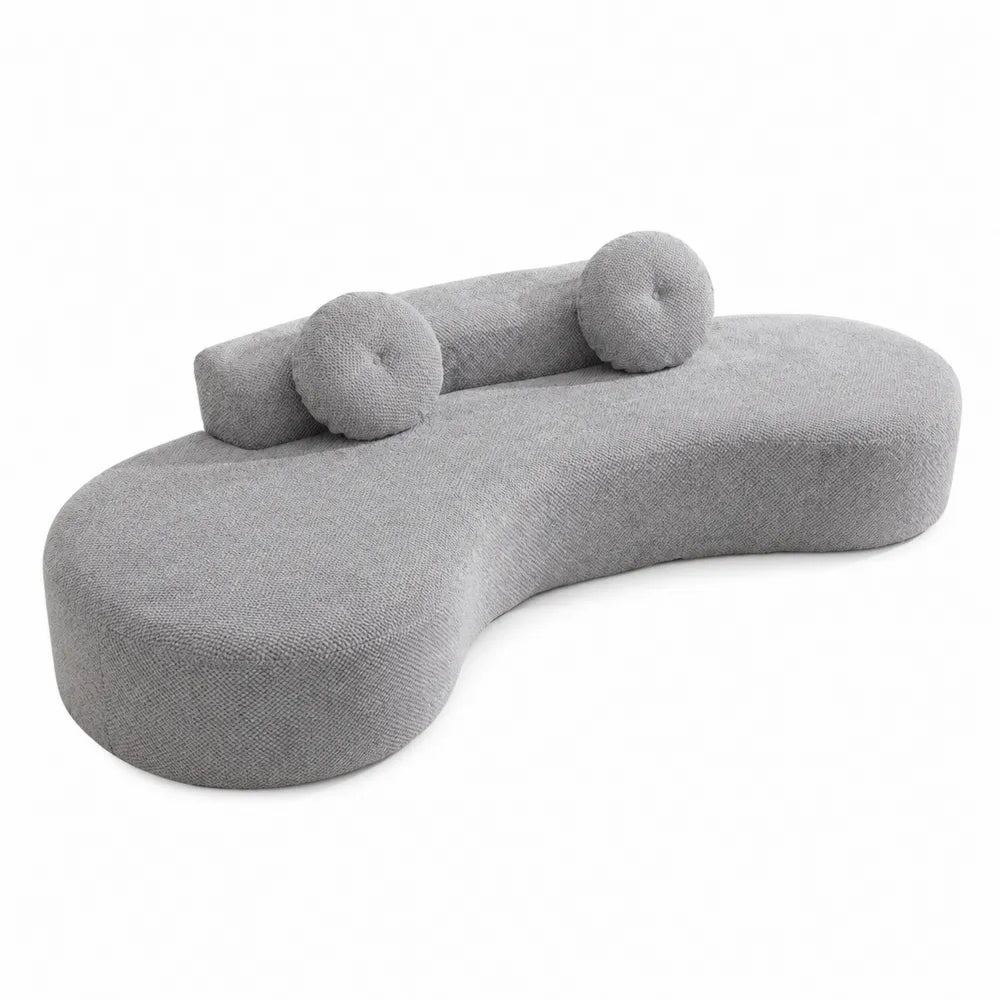 Graues Sofa aus Polyesterstoff mit Kissen, 190 cm