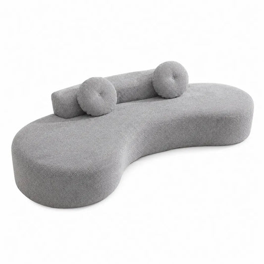 Graues Sofa aus Polyesterstoff mit Kissen, 190 cm