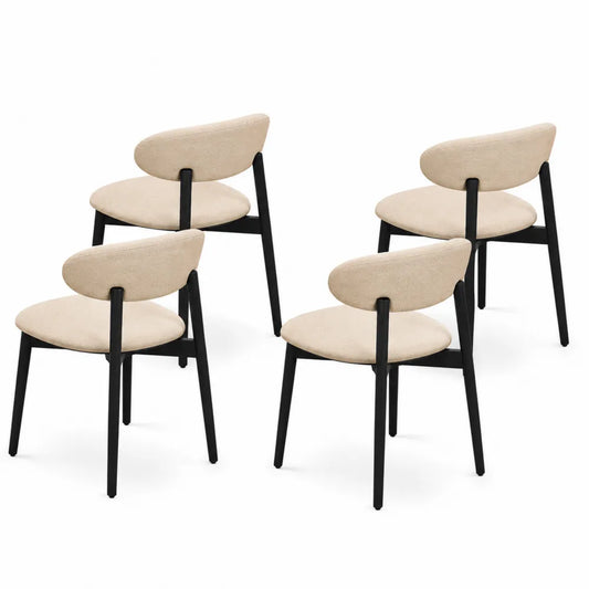 Stuhl-Set 4 Stühle Beige Stoff Metall