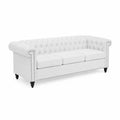 3-Sitzer Sofa Chesterfield-Stil Lederimitat Weiß 220 cm