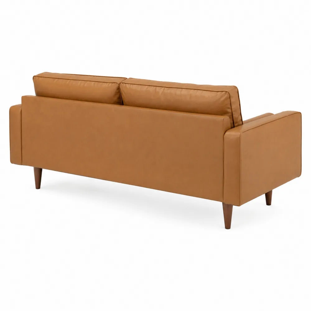 3-Sitzer Ledersofa Braun Holzfüße