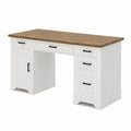 Schreibtisch MDF Weiß 150x60x75cm mit Eichenfurnier
