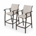 2er-Set Gartenstühle Aluminium Textilene Dunkelbraun Beige