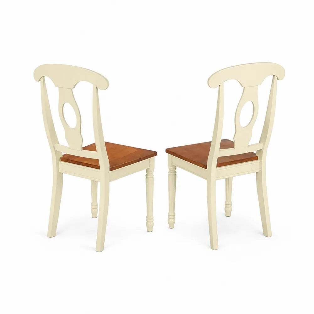 Esszimmerstühle Set aus Holz Creme/Braun, 2 Stück