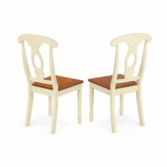Esszimmerstühle Set aus Holz Creme/Braun, 2 Stück